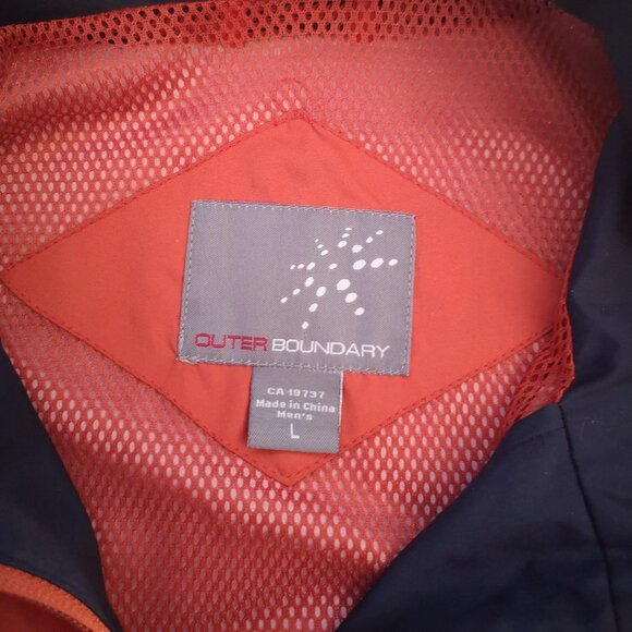 Outer Boundary Men's Size Large Orange with Navy Full Zip Jacket - Picture 3 of 11